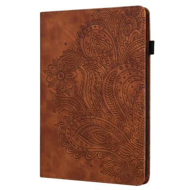 Apple iPad 10.9 2022 Sammenleggbart Veske Kortholder Blomster - Brun