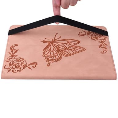 Apple iPad 10.9 2022 Sammenleggbart Veske Kortholder Sommerfugl - Rosa