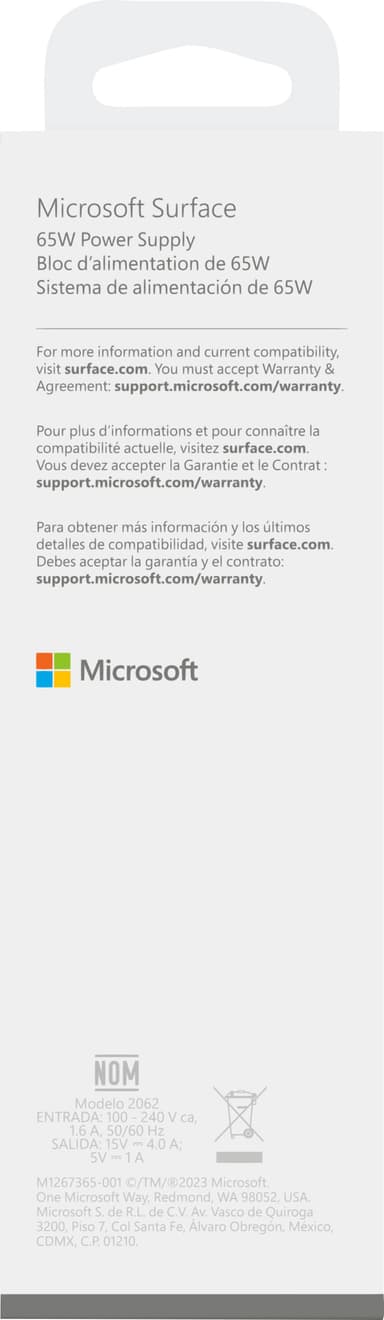 Microsoft Surface 65W lader for bærbar PC