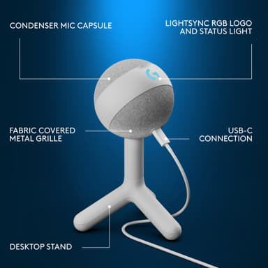 Logitech G Yeti Orb gamingmikrofon (hvit)