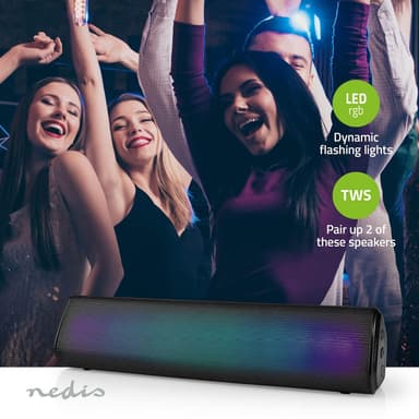 Nedis Bluetooth® Speaker | Maksimal batteritid: 6 timer | Bord design | 18 W | Stereo | Innebygd mikrofon | Linkable | Sort