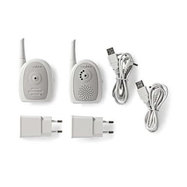Nedis Audio Baby Monitor | FHSS (Frequency-Hopping Spread Spectrum) | Område: 300 m | Batteri drevet / Nettstrøm drevet | Grå / Hvit