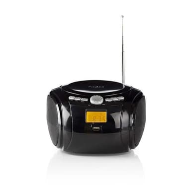 Nedis CD-spiller Boombox | Batteri drevet / Nettstrøm drevet | Stereo | 9 W | Bluetooth® | FM | USB-avspilling | Bære håndtak | Sort
