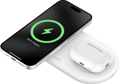Belkin BoostCharge Pro 2i1 Magnetic Qi2 trådløs lader (hvit)