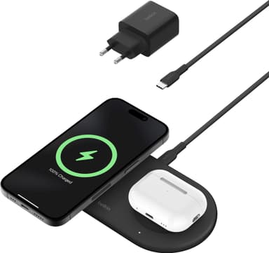 Belkin BoostCharge Pro 2i1 Magnetic Qi2 trådløs lader (sort)