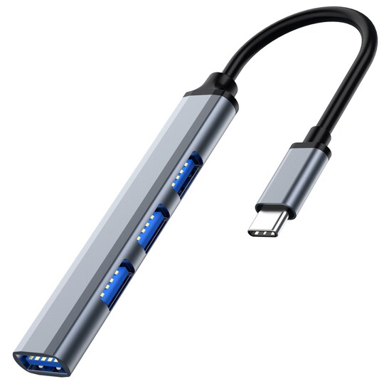 USB-C-hub med 4 USB-porter 5 Gbps aluminium