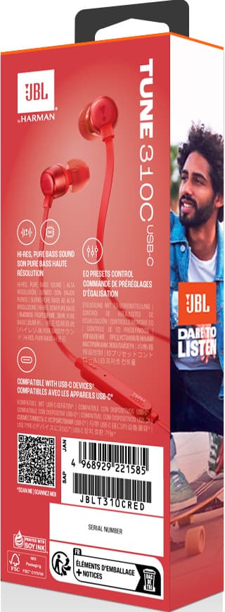 JBL Tune 310 USB C øreplugger (rød)