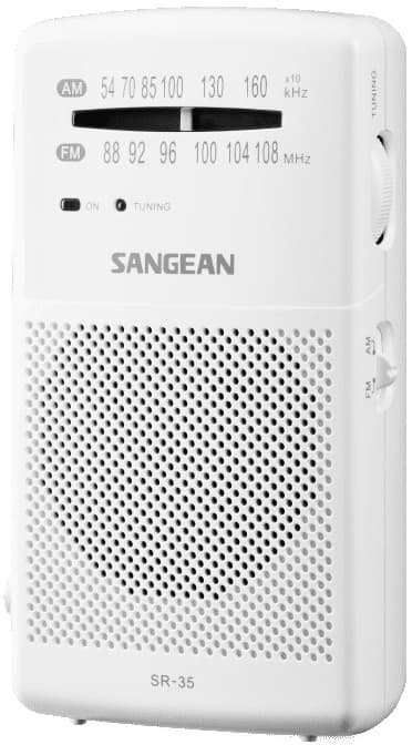 Sangean SR-35 bærbar analog radio (hvit)