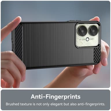 For Xiaomi Redmi 13C karbonfiber tekstur deksel bakdeksel - svart