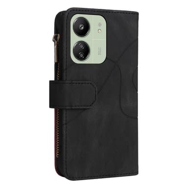 KT Lommebok-deksel til Xiaomi Redmi 13C - Svart-Rød