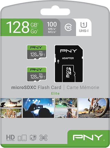 PNY Elite MicroSD-kort 128 GB (2-pakning)