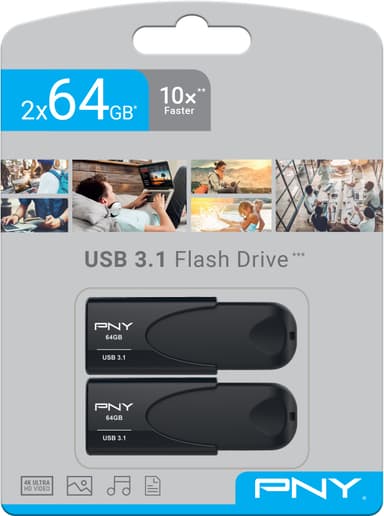 PNY Attache 4 USB 3.1 minnepenn 64 GB (2-pakning)