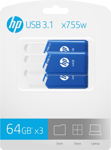 HP x755w USB 3.1 minnepinne 64 GB (3-pk.)