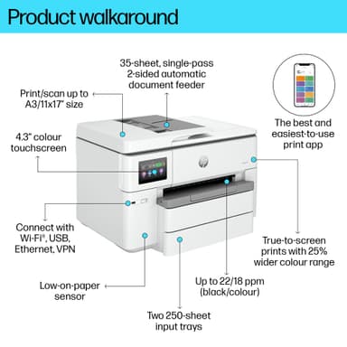 HP OfficeJet Pro 9730e AIO Inkjet skriver