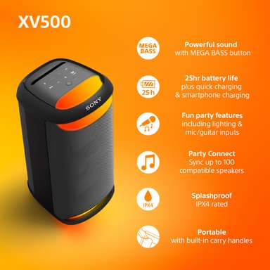 Sony SRS-XV500 trådløs festhøyttaler (sort)
