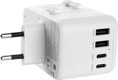 Fixed World 65W reiseadapter (hvit)