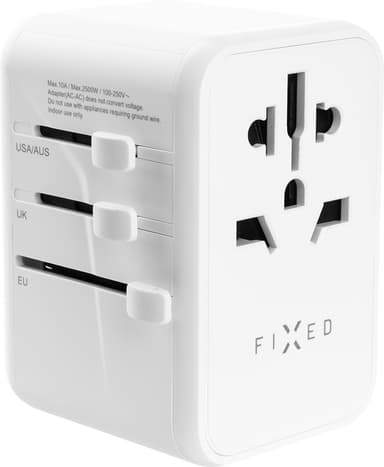 Fixed World 65W reiseadapter (hvit)