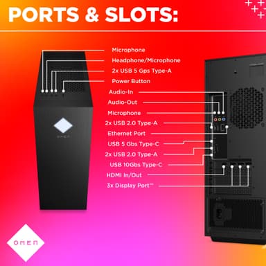 HP Omen 25L i5-14F/16/1000/4060Ti stasjonær gaming-PC
