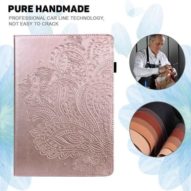 Apple iPad 10.9 2022 Sammenleggbart Veske Kortholder Blomster - Rose Gull