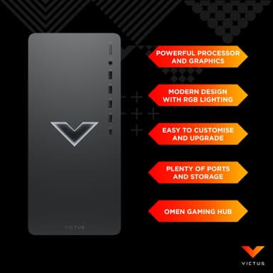 HP Victus 15L R5-5G/8/1000/RX6400 stasjonær gaming-PC