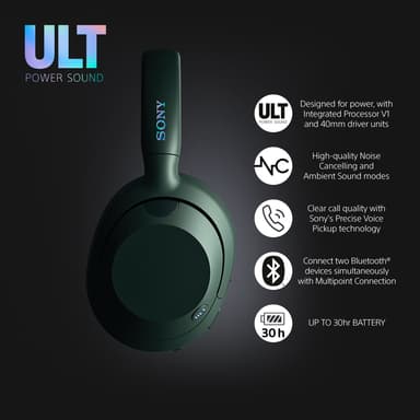 Sony ULT Wear trådløse around-ear hodetelefoner (skogsgrå)