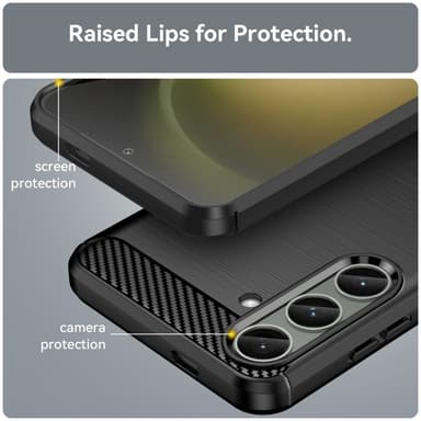 Samsung Galaxy S24+ Karbonfiber Teksturdeksel - Svart