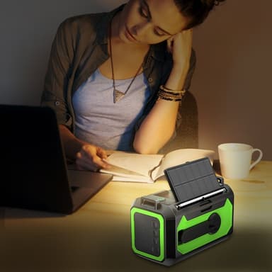 Håndsveivradio 12000mAh strømbank batteri lommelykt Sollading