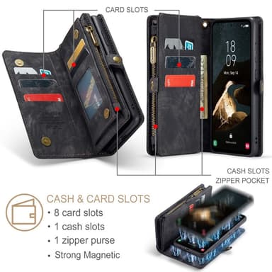Til Samsung Galaxy A55 5G Caseme Retro Lommebok-deksel - Svart