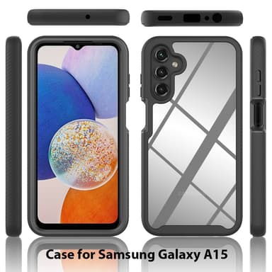 Til Samsung Galaxy A15 PC+TPU-deksel med støtsikker telefonveske