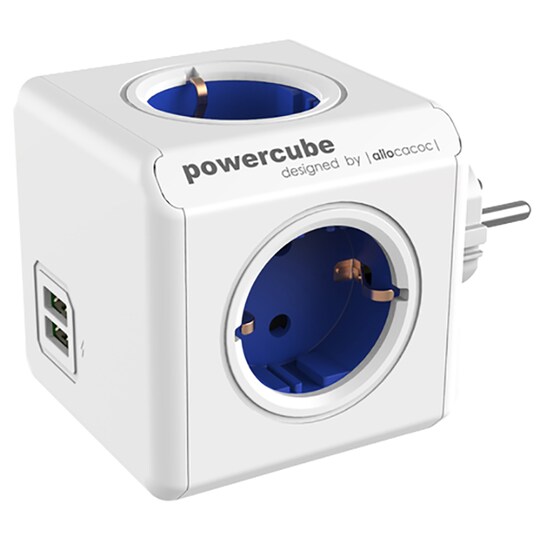 PowerCube Original USB- og stikkontakt (blå)