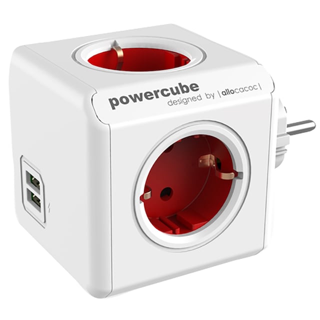 PowerCube Original USB- og stikkontakt (rød)