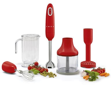 Smeg stavmikser i 50-tallsdesign HBF02RDEU (rød)