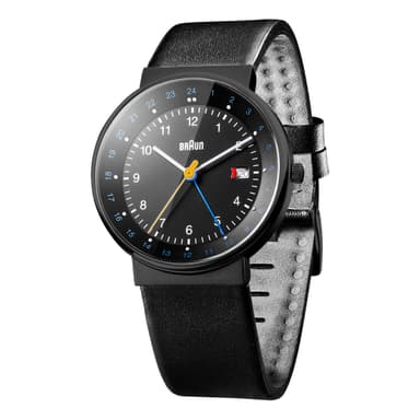 Braun klassisk gmt dual time klokke med lær rem