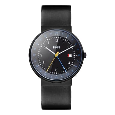 Braun klassisk gmt dual time klokke med lær rem