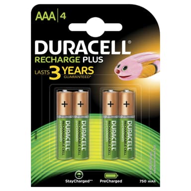 Duracell Recharge Plus AAA 750mAh batterier (4stk)