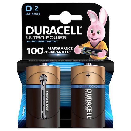 Duracell batteri Ultra Power D (2 stk)