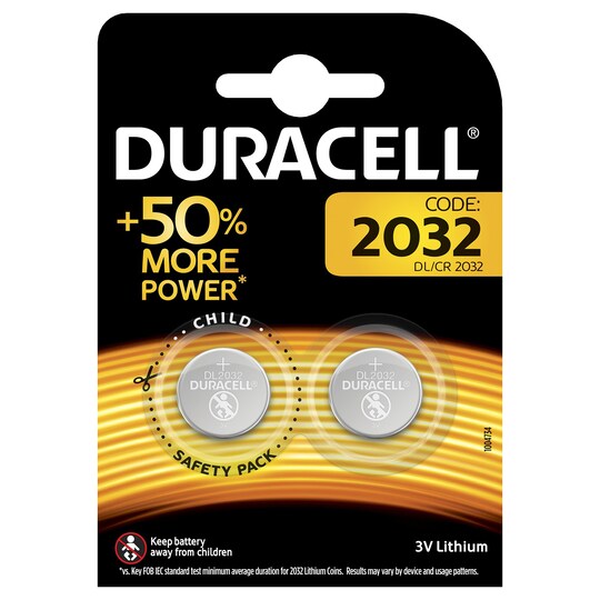 Duracell batteri CR2032 (2 stk)