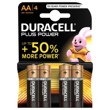 Duracell batterier Plus Power AA 4 pakk