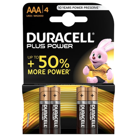 Duracell batterier Plus Power AAA 4 pakk