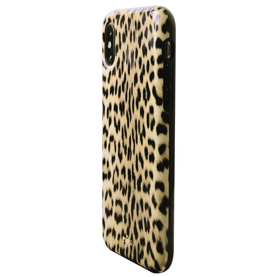 Puro iPhone Xs Max antistøt-deksel (sort/leopard)