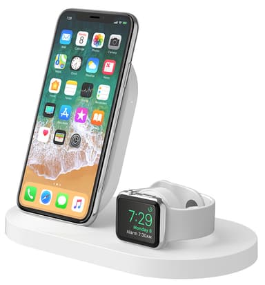 Belkin BOOST UP iPhone/Apple Watch trådløs ladestasjon (hvit)