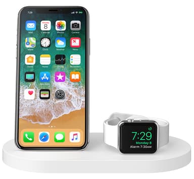 Belkin BOOST UP iPhone/Apple Watch trådløs ladestasjon (hvit)