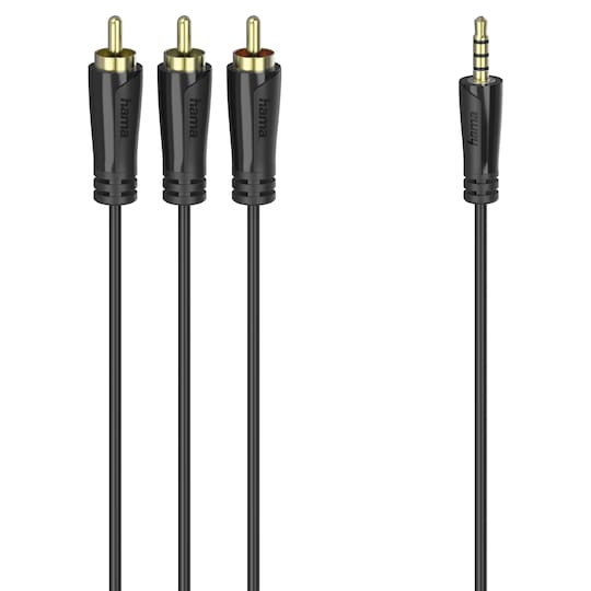 Hama 4-pin kabel (3 stk. RCA-uttak - 3,5 mm jack-plugg/3 m)
