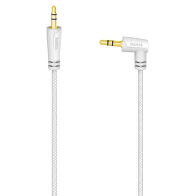 Hama lydkabel 3,5 mm jackplugg 90° - 3,5 mm jack (hvit)