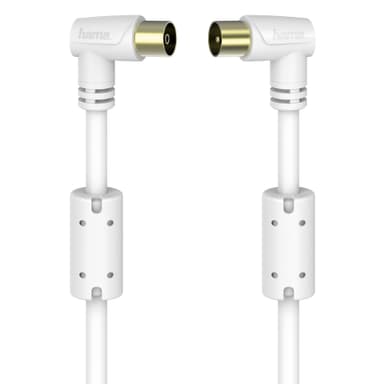 Hama koaksial antennkabel 90°, 95 dB (1,5 m/hvit)