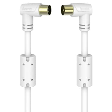 Hama koaksial antennkabel 90°, 95 dB (5 m/hvit)