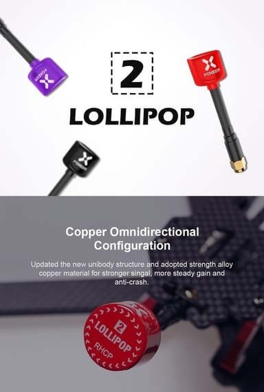 Foxeer lollipop v2 lhcp antenna sma red 2st