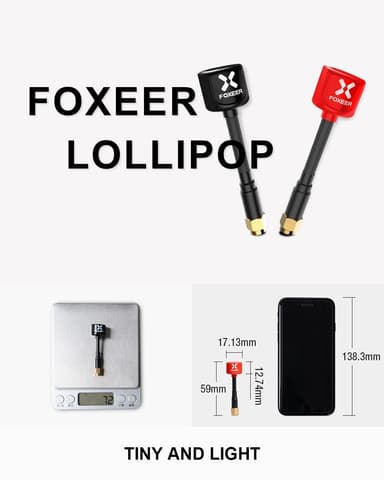 Foxeer lollipop 5.8ghz lhcp antenna sma red 2st