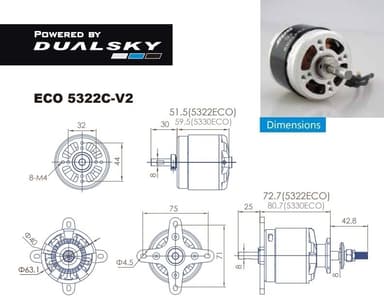 Dualsky ECO 5322C V2 300KV 510gram