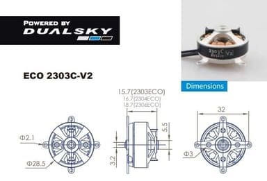 Dualsky ECO 2303C V2 1800KV 19gram Indoor
